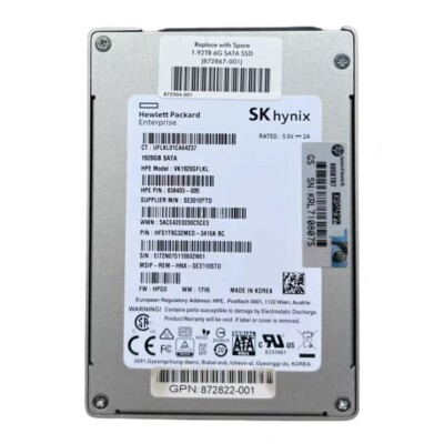 内蔵型SSD SSD HPE SK hynix 1920GB SATA 1.92TB SSD SK hynix 1920GB SATA VK1920GFLKL HPG0 HFS1T9G32MED