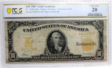 1907 $10 Gold Certificate, Fr # 1169A GOLD ACT PCGS 20 VERY FINE NAPIER MCCLUNG
