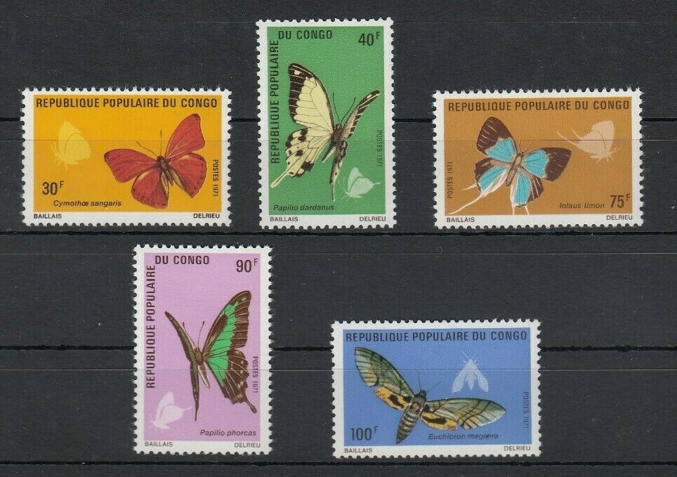 KONGO (Brazz.), 1971 Schmetterlinge 323-27 **, (27877)