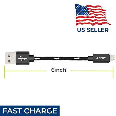 6 inch Short Braided Charger Cable Cord for iPhone 14 13 Pro Max 12 11 XS XR X 8