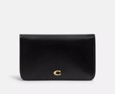 Coach slim card card case wallet Refined calf leather c4818 black