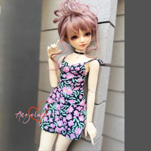 1/4MSD 1/3SD BJD Doll Outfit Cool Summer Clothes Pink Flowers Sling Dress Sexy - Picture 1 of 2