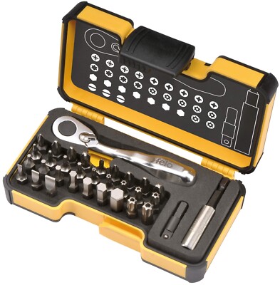 Felo - XS 33 - Tool Set 1/4'' with Mini Ratchet, Bits and Accessories