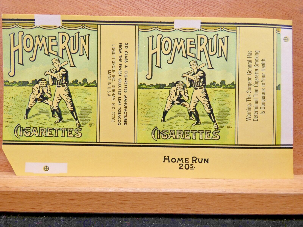 #126 HTF Home Run Cigarette Label 1960's Mint Condition Baseball Tobacco