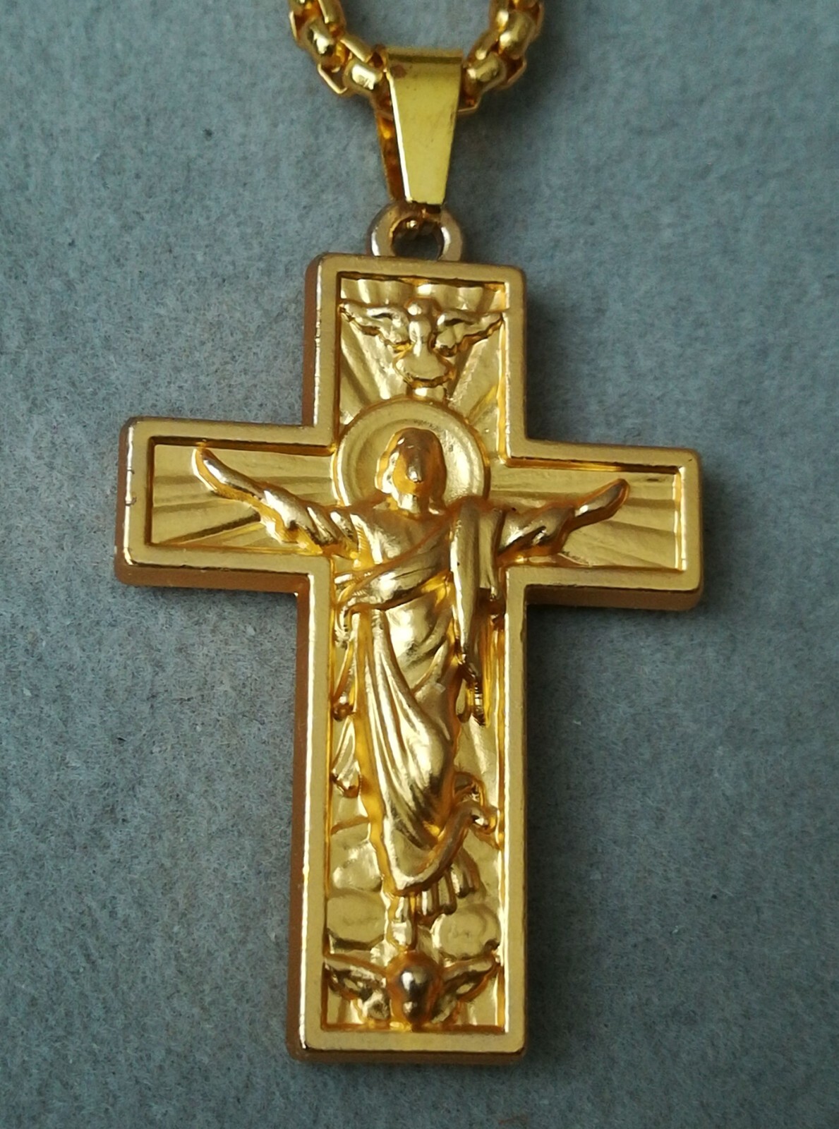 Kreuz Anhänger Mit Halskette Gold Jesus Christus Kruzifix Glaube Gott Christlich