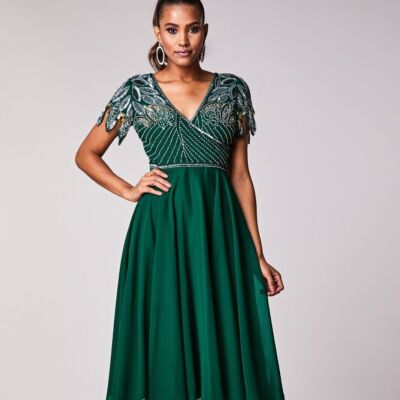 Virgos Lounge Dress Green Ursula Embellished Wedding Party Bridesmaid UK 8  36 | eBay UK