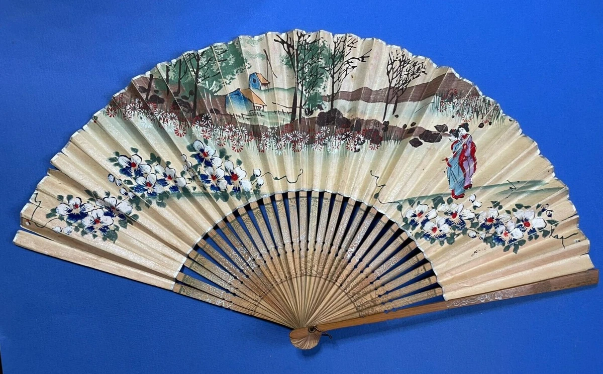 Éventail Japonais En Bois - 20 Cm De Haut - Occasion - Décoration Asiatique