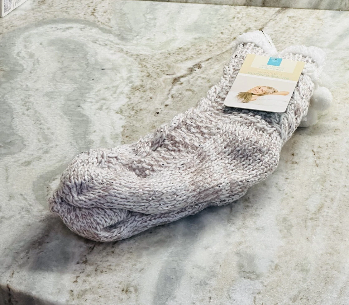 Shimmer Slipper Socks S/M Shoe Size 6-7.5 Cozy Treat
