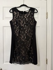 Boston Proper Black Lace Dress Sleeveless Bodycon Sheath Size M Made in USA