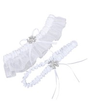 White Lace Bridal Wedding Garter Belt Set for Women Classic Lingerie Style