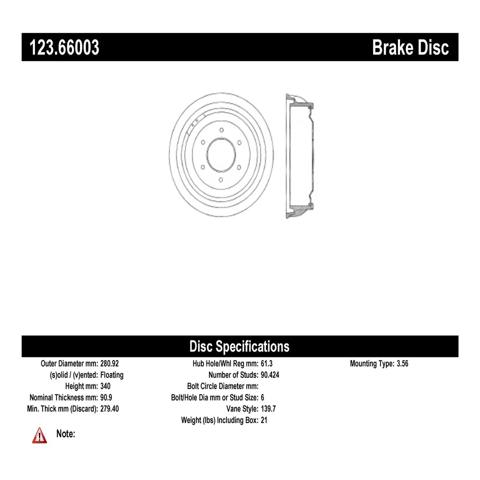 Tambor de freno Centric Parts 123.66003 para modelos seleccionados de Chevrolet GMC 71-75 Foto 3 de 4