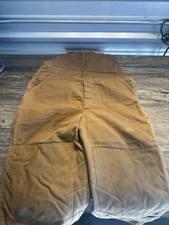 Vtg 80s Carhartt Duck Bib Overalls R01 BRN Made USA Double Knee Distressed