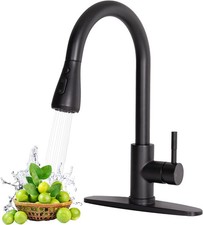 HOTIS Black Kitchen Faucet, Single Handle Matte Black Kitchen Faucets with Pull