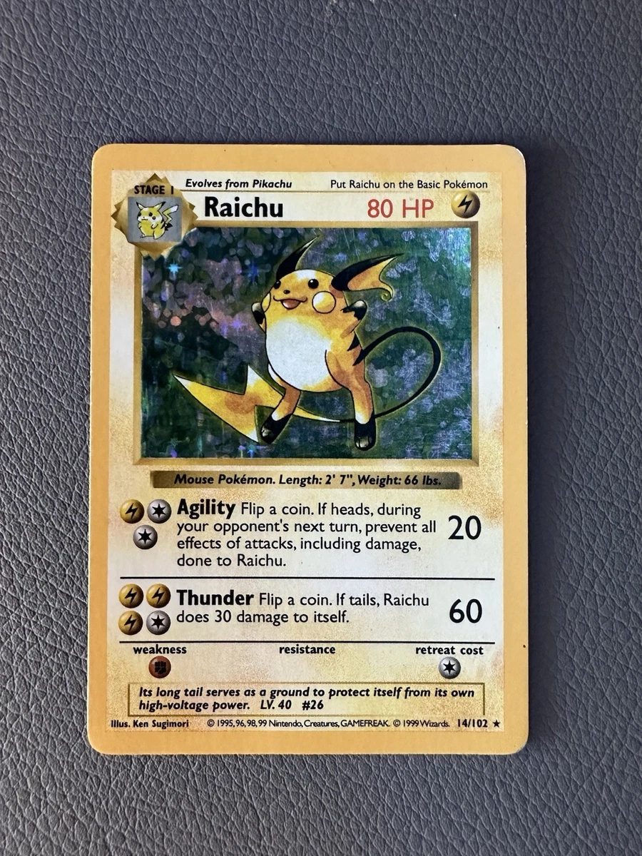 Raichu Pokémon TCG Shadowless Individual Collectible Card Game