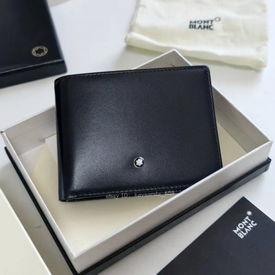 Montblanc Black Cowhide Leather Men's Wallet 6cc New With Box Gift Wrap