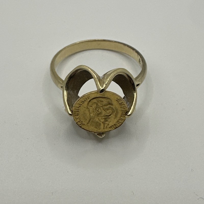 Vintage 3.77g 14K Gold Ring with an 1865 Mexico Empire Of Maximilano Coin, Size?