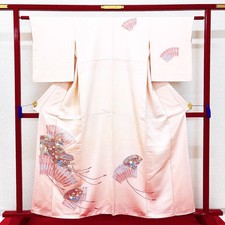 Japanese Kimono 'HOUMONGI' Silk/Light pink/Flower/Bird/ Length:161cm N905