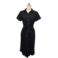 J. Crew Black Short Sleeve Belted Shirt Dress Women's Size 6 Business Casual