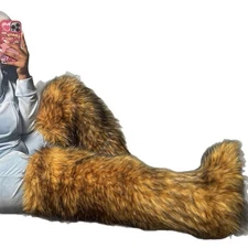 Winter Women's Curly Mongolian Fur Warm Snow Thick Faux Fur Over Knee High Boots