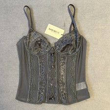 Gray Corset Bra Top Size 4 Small Lace Burlesque Lingerie Fairy Whimsigoth Punk