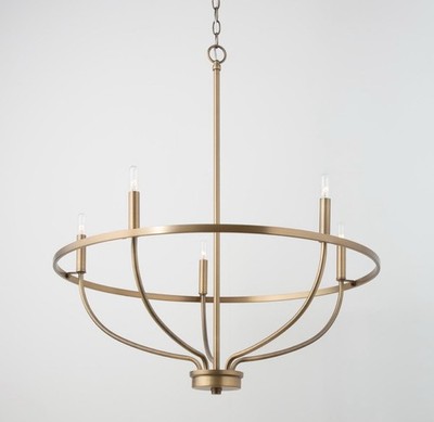 Capital Lighting 428551AD Greyson 5-Light Chandelier 29''W Taper Candle Brass