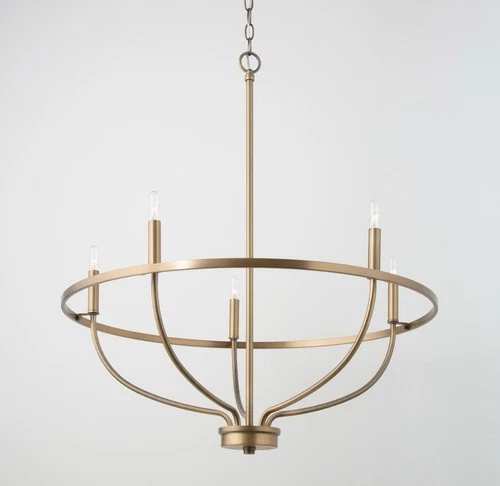 Capital Lighting 428551AD Greyson 5-Light Chandelier 29"W Taper Candle Brass - Picture 1 of 5