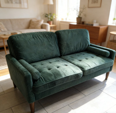 59 inch Green Velvet Sofa Couch for Living Room Office, Comfy Spring Seat Settee