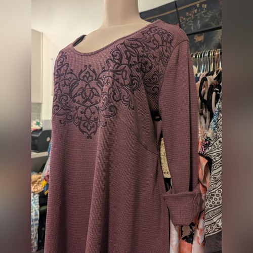 NWT One World Light Purple Long Sleeve Terry Tshirt Size XL With Detail Sleeves - Picture 12 of 16