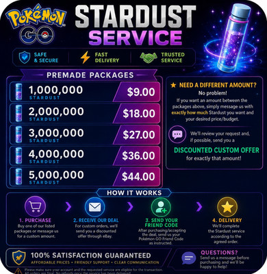1 Million - 5 Million Stardust Farm XP Shinies INCLUDED POKEMON GO