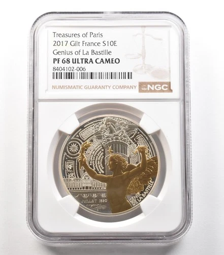 2017 France 10 Euro Silver Gilt Genius Of La Bastille PF68 UCAM NGC *5306