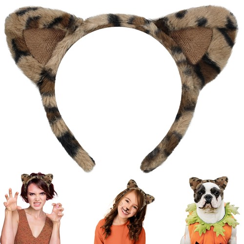 Leopard Ears Headband Fluffy Cheetah Print Cat Hairband 1 Count leopard-ears-headband-fluffy-cheetah-print-cat-hairband-1-count