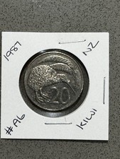🌐1987 NEW ZEALAND 20 CENT COIN🌐 KIWI TWENTY CENTS QUEEN ELIZABETH II #A6🌐