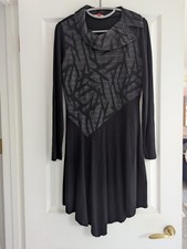Joe Browns hankerchief hem collared black grey tunic dress long sleeve size 10