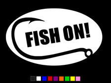 Fish On Fish Hook Fisherman Vinyl Decal Wall Truck Sticker Choose Size Color