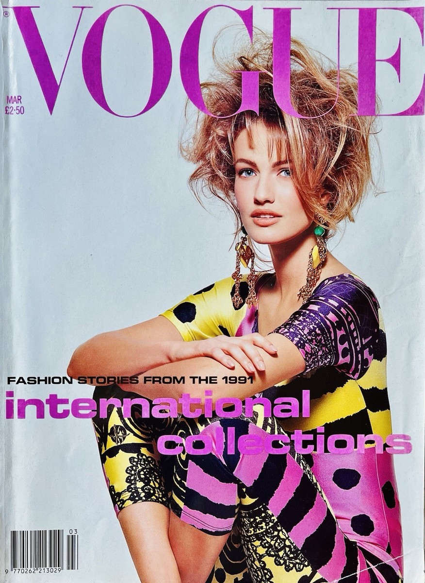 vogue US 1991年 スーパーモデル　洋書 UK VOGUE magazine March 1991 KAREN MULDER cover 90s high fashion
