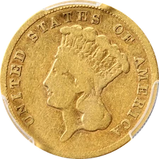 1860-S Indian Princess Gold $3 PCGS VG08 Key Date Nice Strike