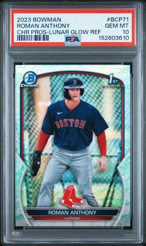 2023 Bowman Chrome Prospects Roman Anthony #BCP-71 Lunar Glow Refractor PSA 10