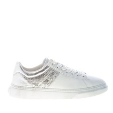 HOGAN  scarpe donna sneaker H365 in pelle bianco e laminato argento