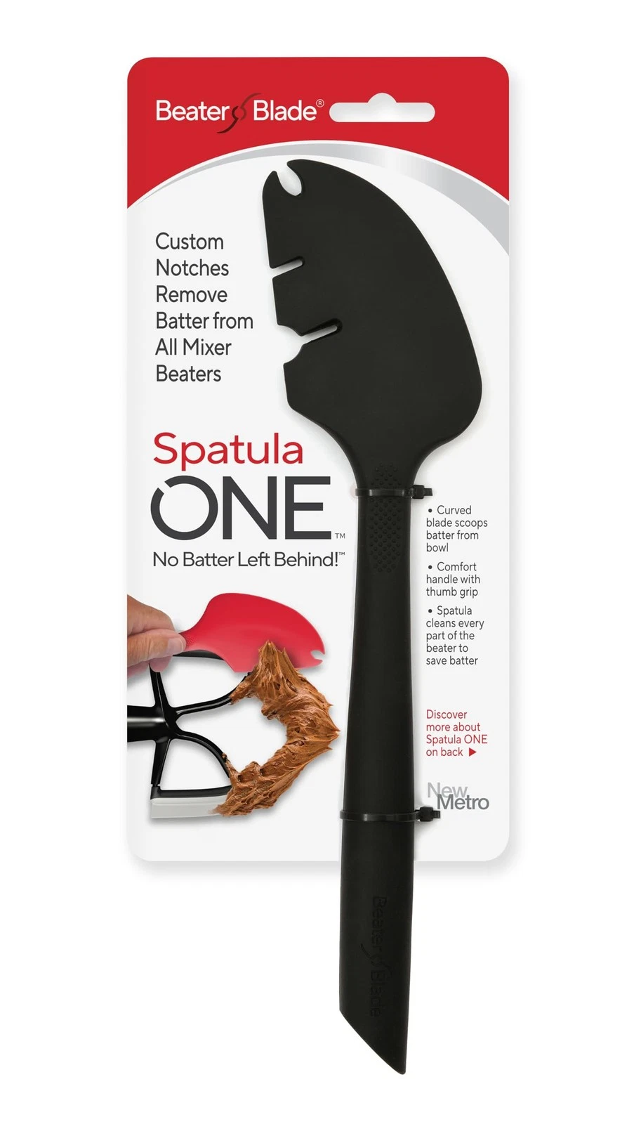 Silicone Spatula ONE Mixer Beater Scraper and Spatula, Black 12-Inch,
