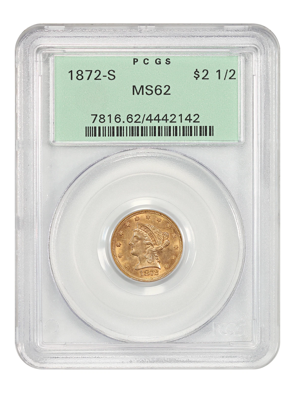 1872-S $2.50 PCGS MS62 (OGH) - Liberty Head $2.5
