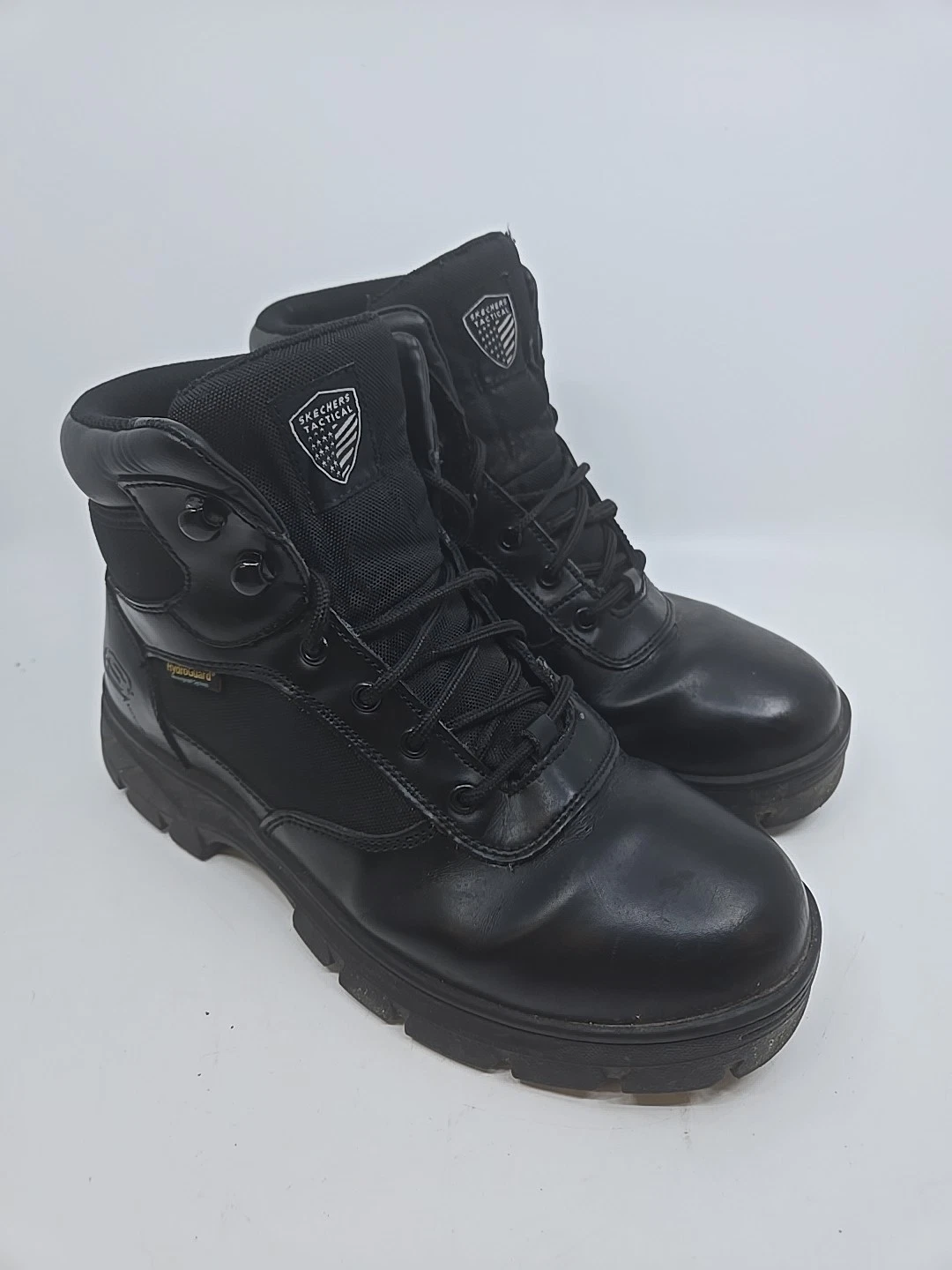 SKECHERS TACTICAL Mens 9.5 HydroGuard Waterproof Hiking Work Boots 77526 Leather