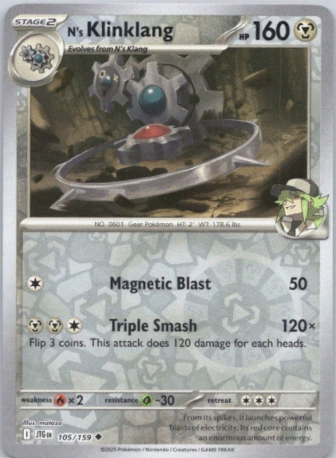 N's Klinklang - 105/159  - Reverse Holo  - Journey Together - NM/M