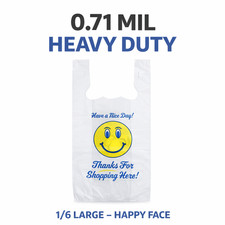 Heavy Duty 1/6 21 x 6.5 x 11.5 Happy Face T-Shirt Plastic Grocery  Bags 0.71 Mil