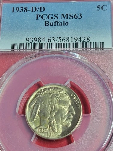 1938 d/d buffalo nickel Pcgs Ms63