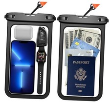 2 Pcs Waterproof Phone Pouch, Up to 10" Large Large 10" Black Black