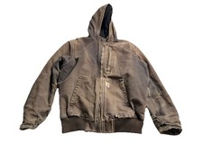 Carhartt Jacket Mens L Full Swing Distressed Duck Fleece Lined Hooded 102360-201