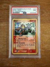 2005 POK&Eacute;MON GOLD STAR ENTEI HOLO EX UNSEEN FORCES PSA 9 MINT #113