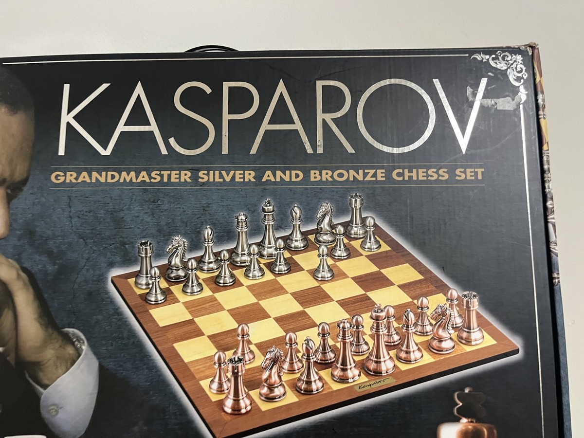 Kasparov Grandmaster Silver and Bronze Chess Set, 4.25