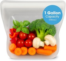 Reusable Silicone Sous Vide Bag - 1 Gallon, 135oz. XXL -1 pcs Food Storage Bag,