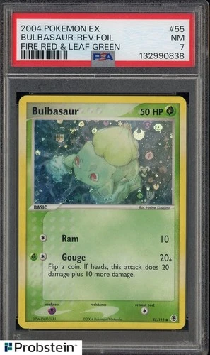 2004 Pokemon EX Fire Red & Leaf Green #55 Bulbasaur Reverse Foil PSA 7 NM